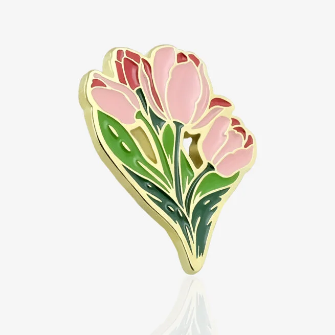 przypinka metalowa do kurtki tulipany